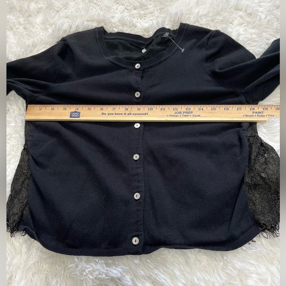 Anthropologie | Knitted & Knotted | Afterword Black Lace Peplum Cardigan Sweater - Picture 7 of 8